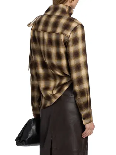Co Women's Plaid Workwear Shirt - Brown Multi - Size XL | Thumbnail 5