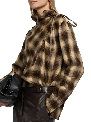 Co Women's Plaid Workwear Shirt - Brown Multi - Size XL | Thumbnail 6