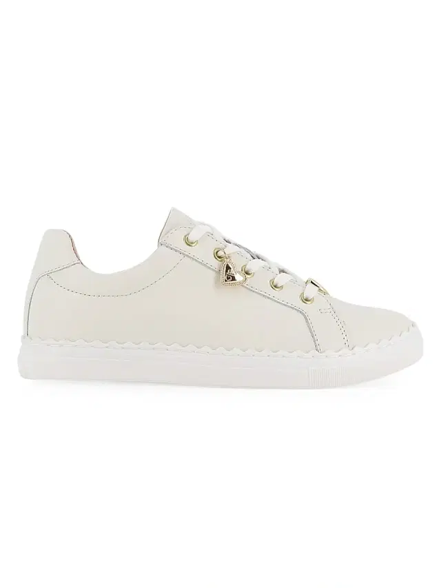 Chloé Girl's Scallop Leather Sneakers - Offwhite 11 (Child)