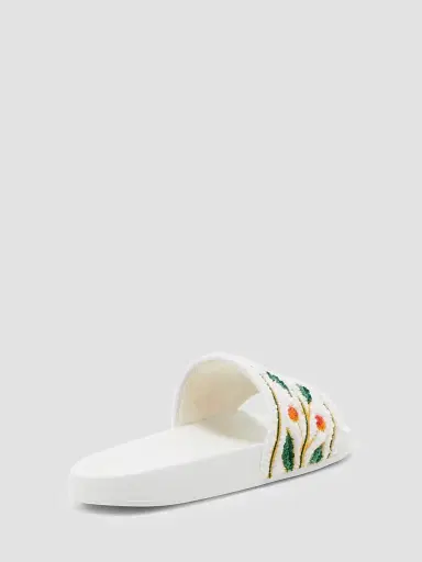 Casablanca Men's Logo Embroidered Slides - White - Size 13 Sandals | Thumbnail 2