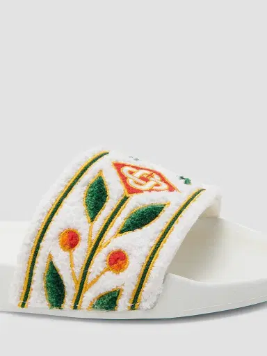 Casablanca Men's Logo Embroidered Slides - White - Size 13 Sandals | Thumbnail 3