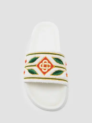 Casablanca Men's Logo Embroidered Slides - White - Size 13 Sandals | Thumbnail 4