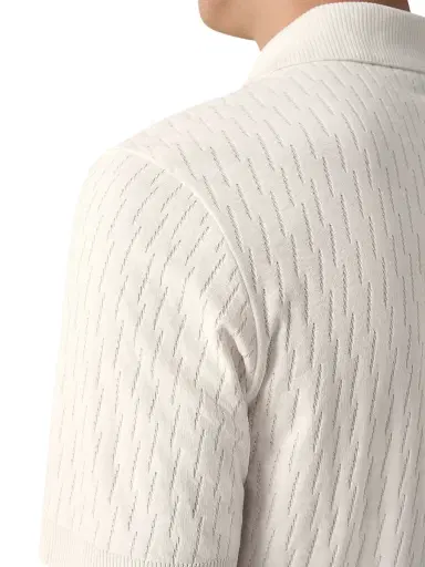 Eton Men's Jacquard Cotton Polo Shirt - White | Thumbnail 5