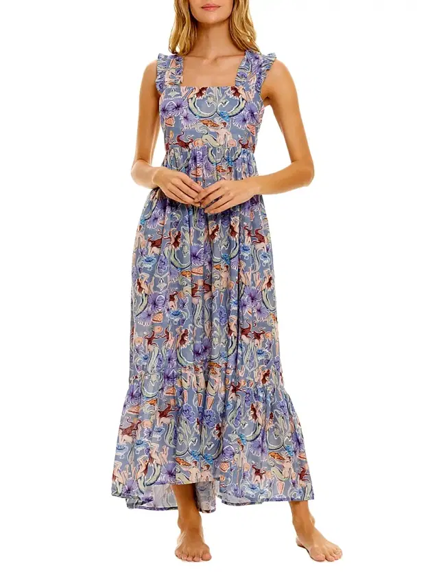THE LAZY POET Women's Summer Soirée Mika Calypso Cotton Maxi Dress