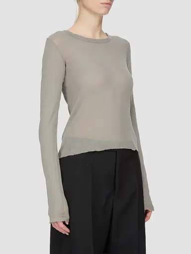 Rick Owens Women's Semi-Sheer Raw-Hem Crop T-Shirt | Thumbnail 4 Rick Owens Women's Semi-Sheer Raw-Hem Crop T-Shirt | Thumbnail 4