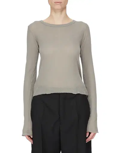 Rick Owens Women's Semi-Sheer Raw-Hem Crop T-Shirt | Thumbnail 1 Rick Owens Women's Semi-Sheer Raw-Hem Crop T-Shirt | Thumbnail 1