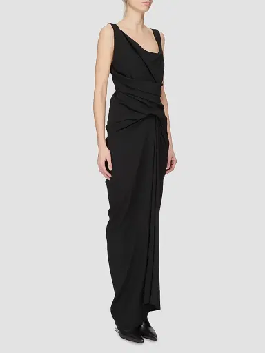Rick Owens Women's Strutter Draped Maxi Dress - Black - Size 10 | Thumbnail 3