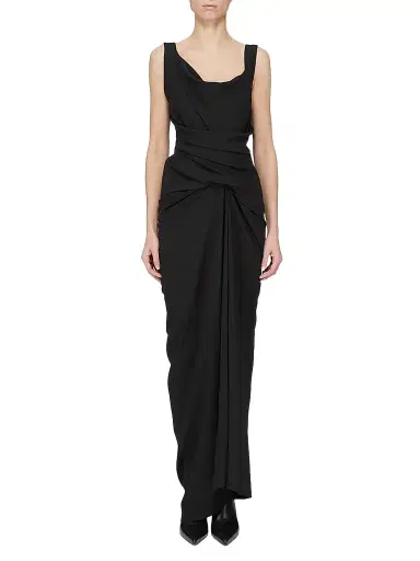 Rick Owens Women's Strutter Draped Maxi Dress - Black - Size 10 | Thumbnail 1