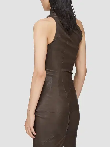 Rick Owens Women's Athena Leather-Blend One-Shoulder Tank | Thumbnail 2 Rick Owens Women's Athena Leather-Blend One-Shoulder Tank | Thumbnail 2