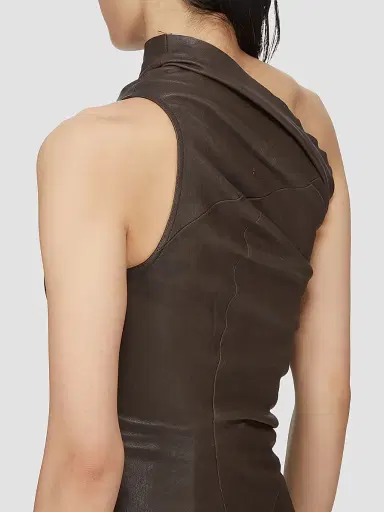 Rick Owens Women's Athena Leather-Blend One-Shoulder Tank | Thumbnail 4 Rick Owens Women's Athena Leather-Blend One-Shoulder Tank | Thumbnail 4