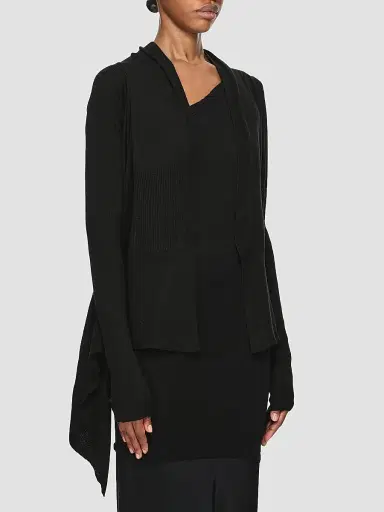 Rick Owens Women's Wool Shawl-Collar Wrap Cardigan | Thumbnail 3 Rick Owens Women's Wool Shawl-Collar Wrap Cardigan | Thumbnail 3