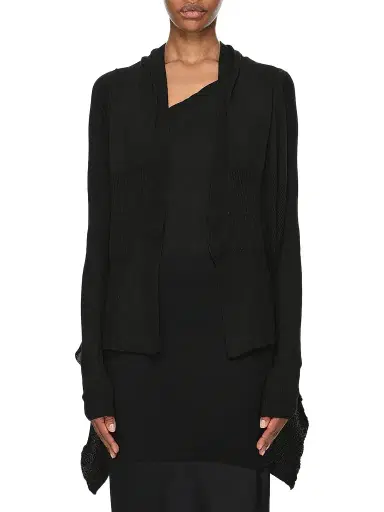 Rick Owens Women's Wool Shawl-Collar Wrap Cardigan | Thumbnail 1 Rick Owens Women's Wool Shawl-Collar Wrap Cardigan | Thumbnail 1