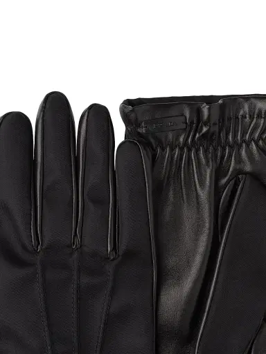 Prada Men's Re-Nylon and Nappa Leather Gloves - Black - Size 8.5 | Thumbnail 2