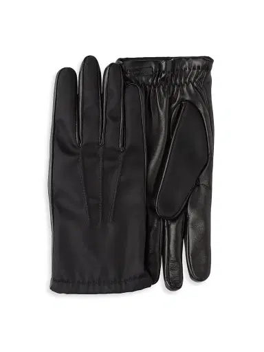 Prada Men's Re-Nylon and Nappa Leather Gloves - Black - Size 8.5 | Thumbnail 1