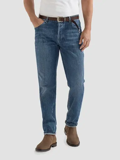 Brunello Cucinelli Men's Lightweight Denim Traditional Fit Five-Pocket Jeans - Medium Denim | Thumbnail 2