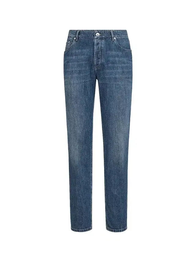 Brunello Cucinelli Men's Lightweight Denim Traditional Fit Five-Pocket Jeans - Medium Denim