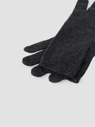 Brunello Cucinelli Women's Cashmere Knit Gloves with Monili - Lignite Grey | Thumbnail 3