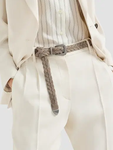 Brunello Cucinelli Women's Braided Leather Belt with Monili | Thumbnail 2 Brunello Cucinelli Women's Braided Leather Belt with Monili | Thumbnail 2