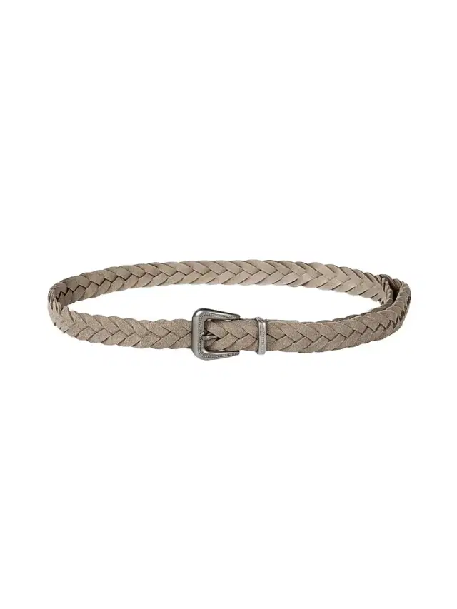 Brunello Cucinelli Women's Braided Leather Belt with Monili - Beige