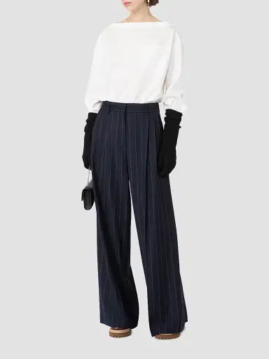 Weekend Max Mara Women's Stretch Wool Flannel Trousers - Navy | Thumbnail 2
