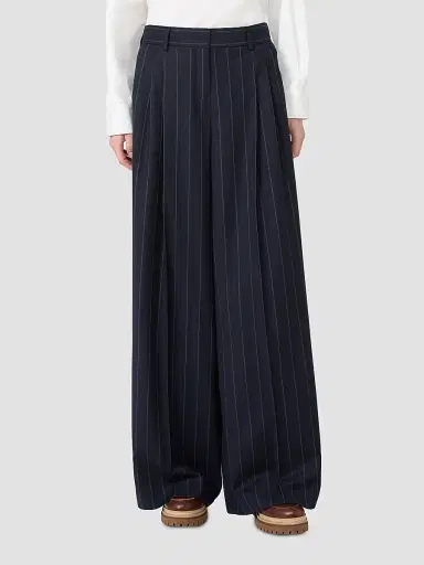 Weekend Max Mara Women's Stretch Wool Flannel Trousers - Navy | Thumbnail 3