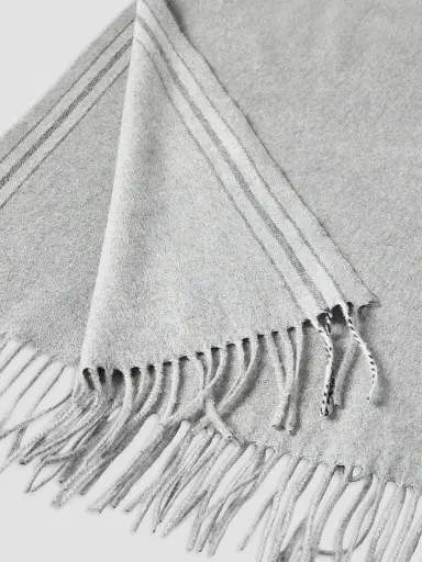 Brunello Cucinelli Men's Silk Scarf with Selvedge - Light Grey | Thumbnail 3 Brunello Cucinelli Men's Silk Scarf with Selvedge - Light Grey | Thumbnail 3