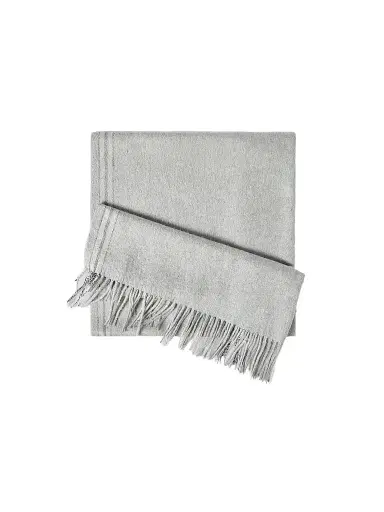 Brunello Cucinelli Men's Silk Scarf with Selvedge - Light Grey | Thumbnail 1 Brunello Cucinelli Men's Silk Scarf with Selvedge - Light Grey | Thumbnail 1