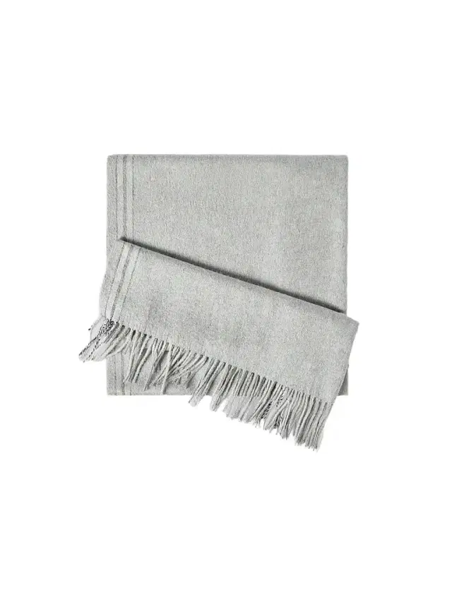 Brunello Cucinelli Men's Silk Scarf with Selvedge - Light Grey