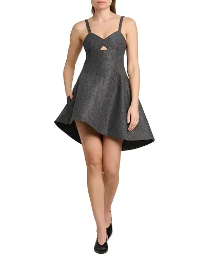 Jil Sander Women's Wool Melange Fit-&-Flare Minidress - Lava Stone | Thumbnail 3