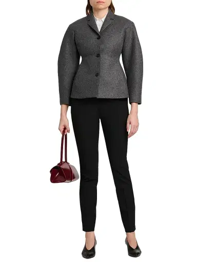 Jil Sander Women's Wool Melange Tapered-Waist Single-Breasted Jacket - Lava Stone | Thumbnail 2