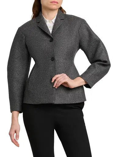Jil Sander Women's Wool Melange Tapered-Waist Single-Breasted Jacket - Lava Stone | Thumbnail 3