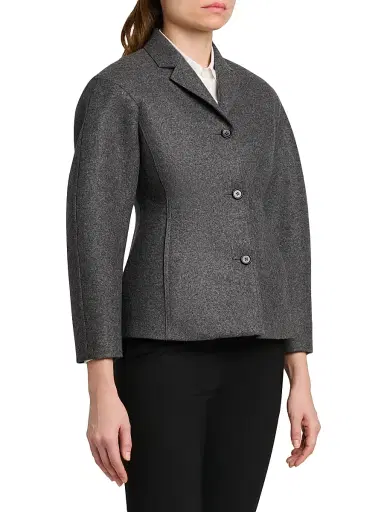 Jil Sander Women's Wool Melange Tapered-Waist Single-Breasted Jacket - Lava Stone | Thumbnail 4