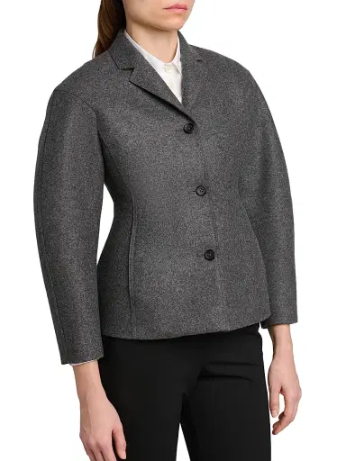 Jil Sander Women's Wool Melange Tapered-Waist Single-Breasted Jacket - Lava Stone | Thumbnail 6