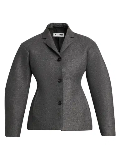 Jil Sander Women's Wool Melange Tapered-Waist Single-Breasted Jacket - Lava Stone | Thumbnail 1