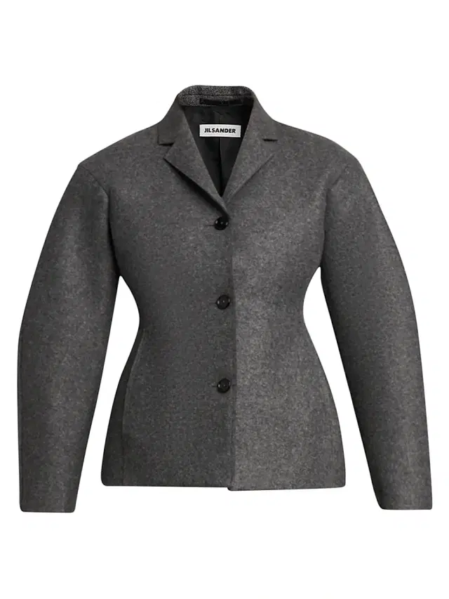Jil Sander Women's Wool Melange Tapered-Waist Single-Breasted Jacket - Lava Stone