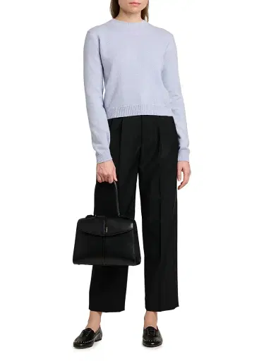 Jil Sander Women's Wool-Mohair Canvas Pleated Trousers - Black | Thumbnail 2