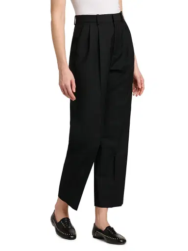 Jil Sander Women's Wool-Mohair Canvas Pleated Trousers - Black | Thumbnail 4
