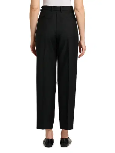 Jil Sander Women's Wool-Mohair Canvas Pleated Trousers - Black | Thumbnail 5