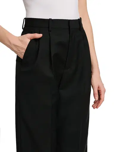 Jil Sander Women's Wool-Mohair Canvas Pleated Trousers - Black | Thumbnail 6