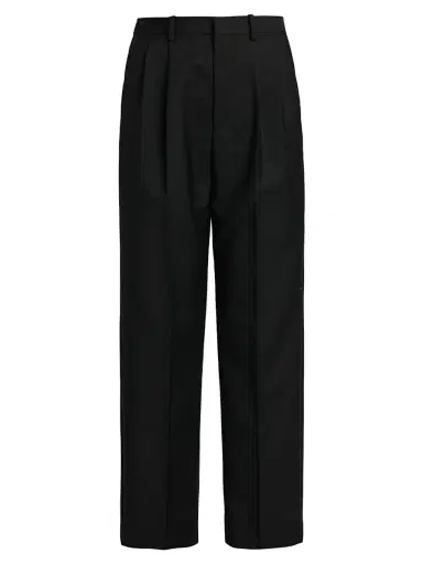 Jil Sander Women's Wool-Mohair Canvas Pleated Trousers - Black | Thumbnail 1