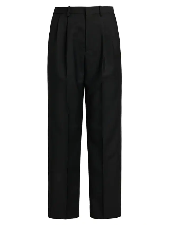 Jil Sander Women's Wool-Mohair Canvas Pleated Trousers - Black