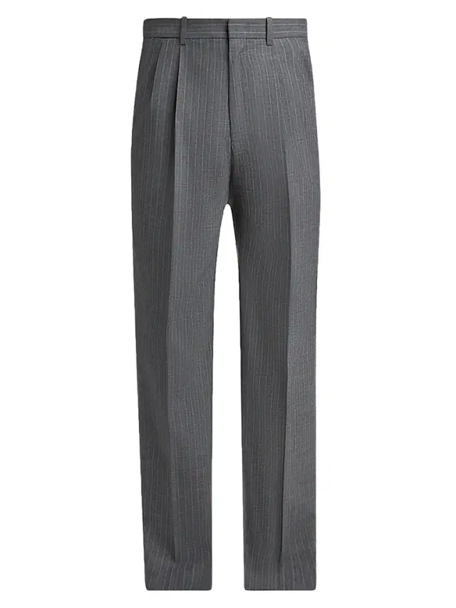 Jil Sander Men's Pleated Pinstripe Check Wool Trousers - Koala