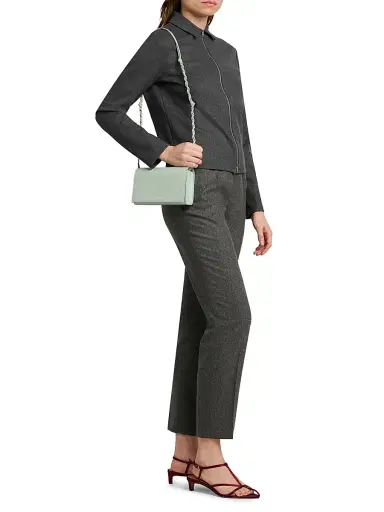 Jil Sander Women's Stretch-Wool Zip-Front Shirt - Asphalt - Size 10 | Thumbnail 2