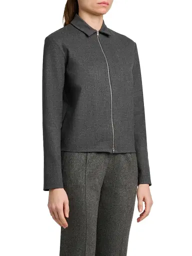 Jil Sander Women's Stretch-Wool Zip-Front Shirt - Asphalt - Size 10 | Thumbnail 4