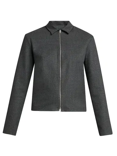 Jil Sander Women's Stretch-Wool Zip-Front Shirt - Asphalt - Size 10 | Thumbnail 1