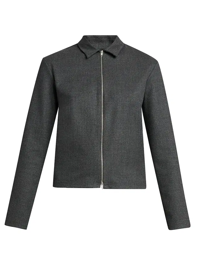 Jil Sander Women's Stretch-Wool Zip-Front Shirt - Asphalt