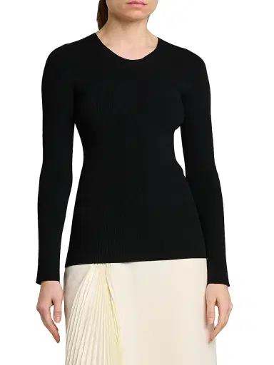 Jil Sander Women's Rib-Knit Crewneck Sweater - Black | Thumbnail 3