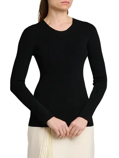 Jil Sander Women's Rib-Knit Crewneck Sweater - Black | Thumbnail 4