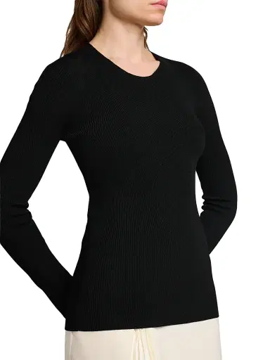 Jil Sander Women's Rib-Knit Crewneck Sweater - Black | Thumbnail 6