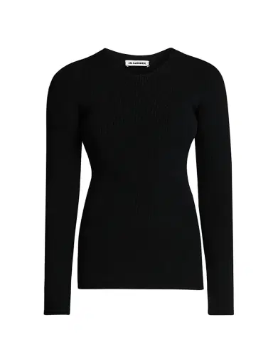 Jil Sander Women's Rib-Knit Crewneck Sweater - Black | Thumbnail 1